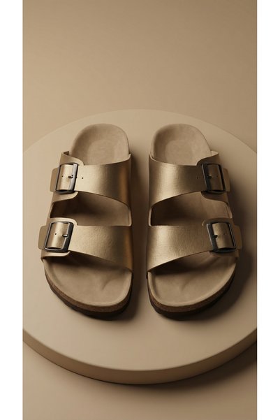 Shoebuo Orthopedic Sole Women's Double Buckle Slippers Daily Comfortable Summer Home and Outdoor Use