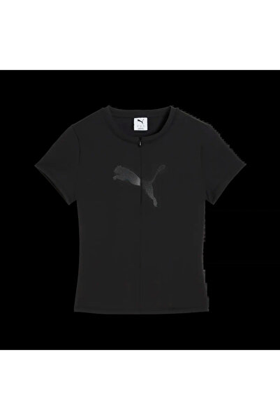 Puma DARE TO Slim Graphic Tee Μαύρο Γυναικείο T-Shirt με λεπτομέρεια φερμουάρ...