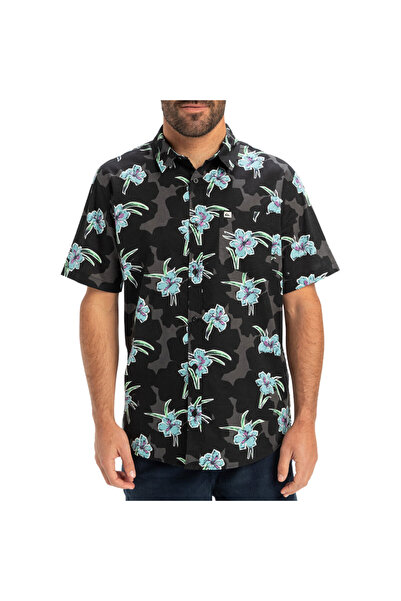 Quiksilver APERO Κλασικό Πουκάμισο Καρό Μέρκιουρι Πραγματικό Μαύρο XL