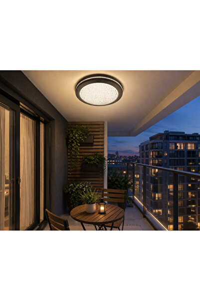 RBR Defne LEDLİ Dekoratif Kristal Balkon Armatürü 24W - 3 Fonksiyonlu - Anaht...