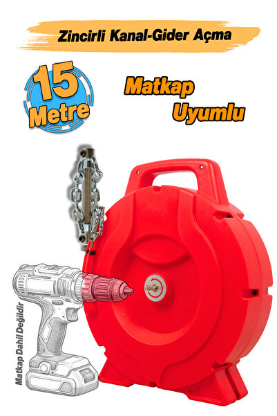 Badem10 Matkap Uyumlu 1/4" Şaft 15 Metre Tel Profesyonel Tesisat Gider Tıkanı...