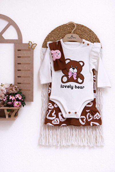 Coşay Kids Teddy Bear Patterned Bandana Set