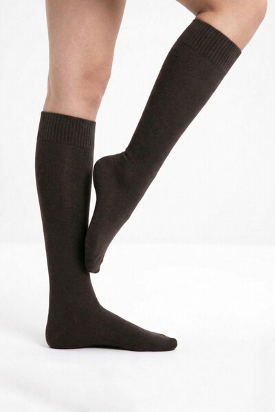 Buluş Organic 2 Pack Brown Viscose Women's Knee High Socks