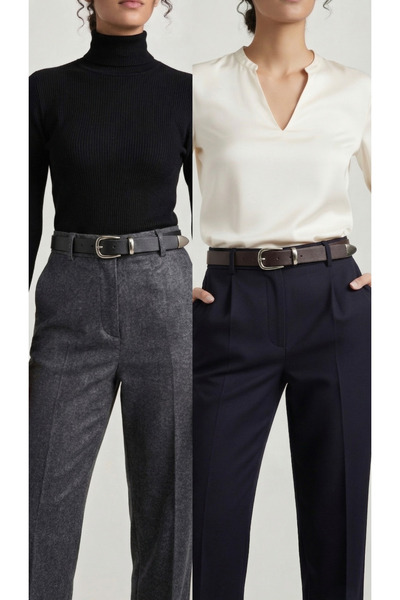 Livize Σετ 2 τεμαχίων γυναικεία ζώνη από 100% γνήσιο δέρμα |   Μεταλλική Γέφυ...