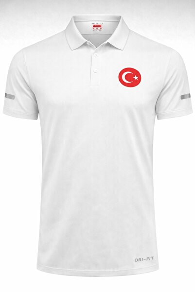 GHASSY CO. Αθλητικό μπλουζάκι με λογότυπο τουρκικής σημαίας, με λαιμόκοψη πόλ...