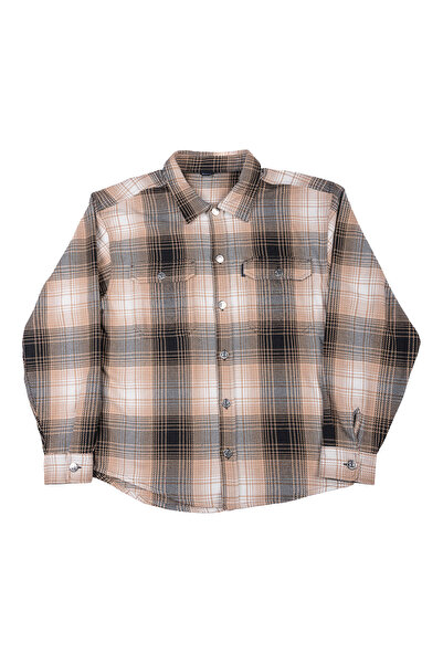 BEE UNUSUAL Φανελένιο πουκάμισο-μπλούζα μακρυμάνικο, μαύρο/λευκό καρό, μεγέθο...