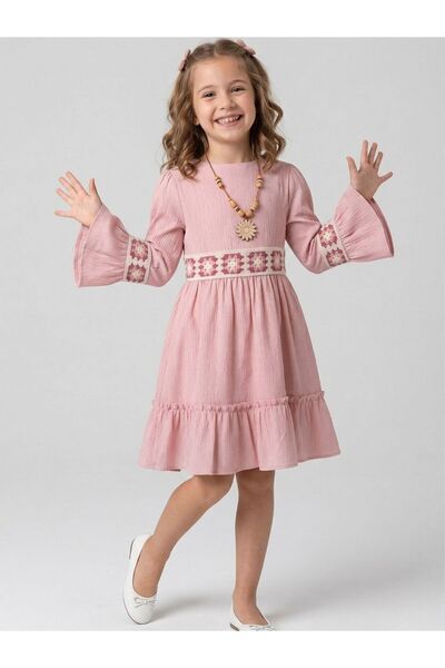 Cherrys Bebek Παιδικό φόρεμα με κολιέ και ρίγες