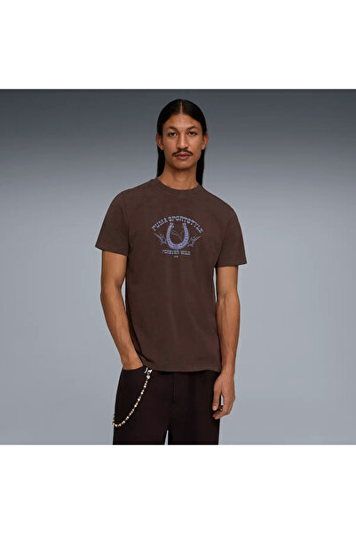 Puma Ανδρικό μπλουζάκι με στάμπα σε καφέ χρώμα