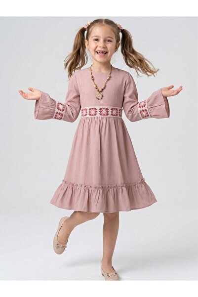 Cherrys Bebek Παιδικό φόρεμα με κολιέ και ρίγες