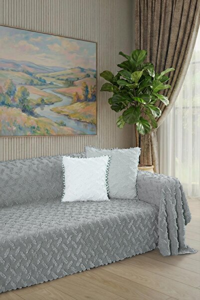 Latuda Home Ponela Koltuk Örtüsü Kaymaz Bohem Punch Kabartmalı 3 Boyutlu 175x...