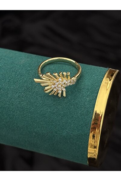 olvera shine 14k xUPİNG Antialerjen Leaf Yüzük Gold/Ayarlanabilir