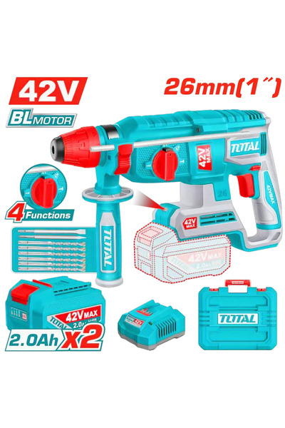 TOTAL LI-ION AKÜLÜ KÖMÜRSÜZ 42V KIRICI DELİCİ TRHLI422682E