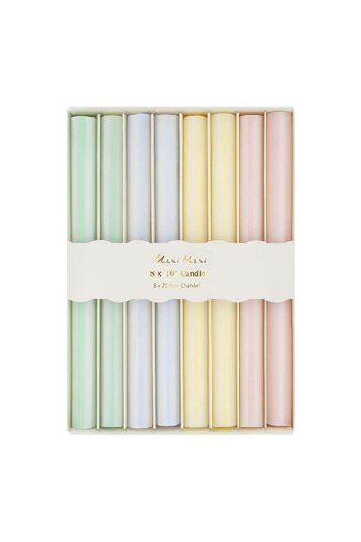 Meri Meri - Pastel Çizgili Sofra Mumları - 8 Adet
