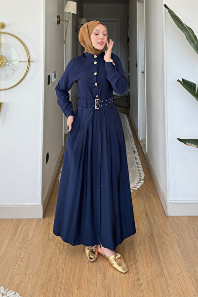 Tesettür Diyarı Φόρεμα Τεσεττούρ με διπλή ζώνη και πόρπες από ύφασμα Fulaz Ba...