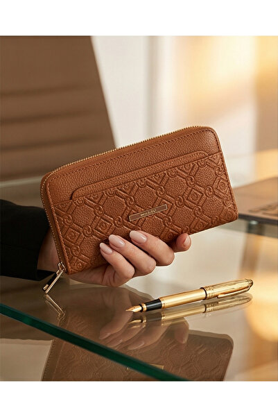 Vakko Couture Vkko Money Wallet, Tan, Width 22 Cm, Length 14 Cm, Special Card...