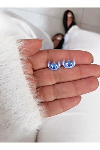 synshop Blue Kuala Stitch Pattern Earrings Suitable for Non-Pierced Ears Tren...
