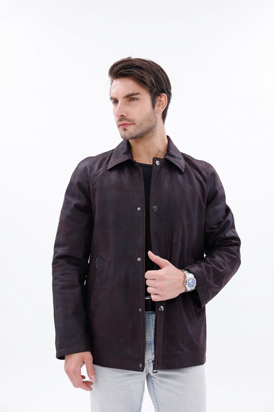 Metins Leather Erkek Hakiki Deri Mont - Yumuşak Doku, Rahat Kalıp 1052Grasso