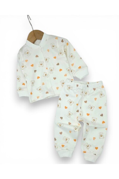 Egelite Baby Girl Heart and Teddy Bear Printed Snap Fastener Seasonal 100% Co...