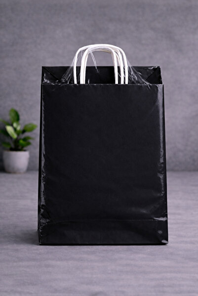 Atölye Kraft Siyah Renk Kraft Çanta 25x12x31 cm 25 Adet