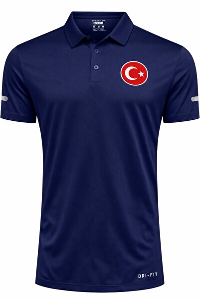 GHASSY CO. Αθλητικό μπλουζάκι με λογότυπο τουρκικής σημαίας, με λαιμόκοψη πόλ...