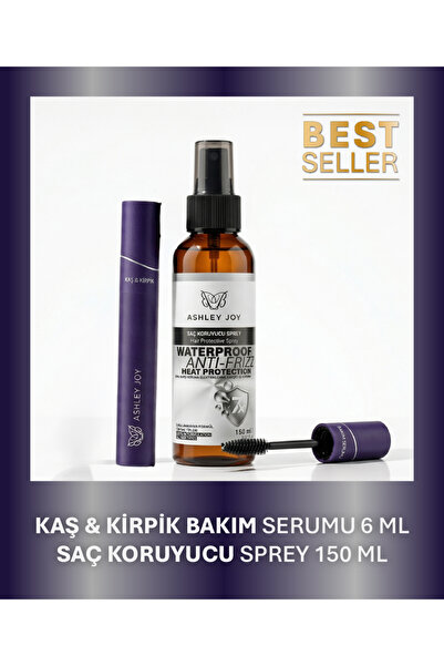 ASHLEY JOY Kaş Kirpik Serumu ve Isı Koruyucu Saç Spreyi Seti - Besleyici, Uza...