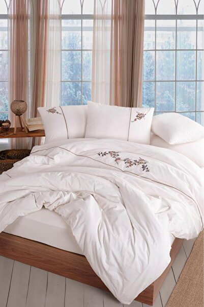 Çeyiz Diyarı Σετ Παπλωματοθήκη Roya 6 τεμαχίων από 100% βαμβάκι, διπλό, μπεζ