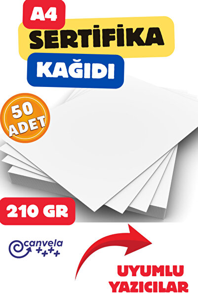 CANVELA A4 Sertifika Kağıdı Kalın Kartuşlu Mürekkepli Tüm Yazıcılara Uygun 50...