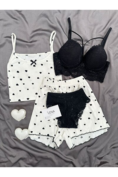 Lena Homewears Women's Underwear Oslo Fabric Patterned Shorts Pajama Set