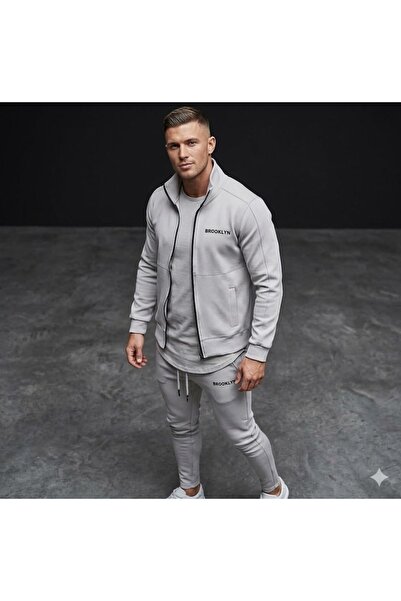 ByFourMan Σετ αθλητικής φόρμας Brooklyn Printed Scuba Grey Black