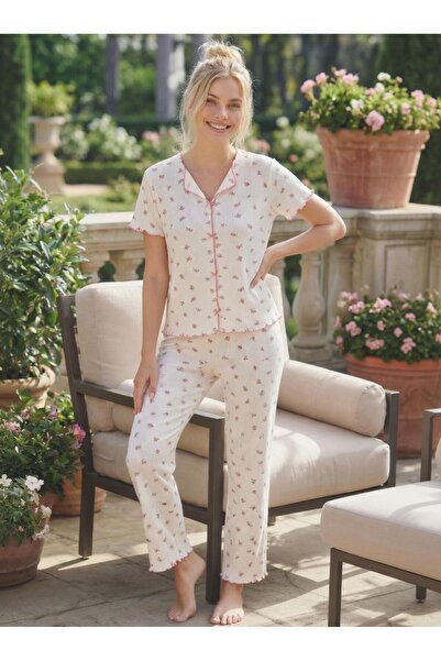 Elit Γυναικείο Σετ Πιτζάμες με Φιόγκο και Λεπτομέρειες, Καμιζόλα με Κοντό Μαν...