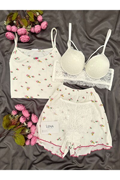 Lena Homewears Women's Underwear Oslo Fabric Patterned Shorts Pajama Set