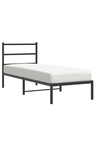 vidaxl Cadru de pat metalic cu tăblie, negru, 75x190 cm