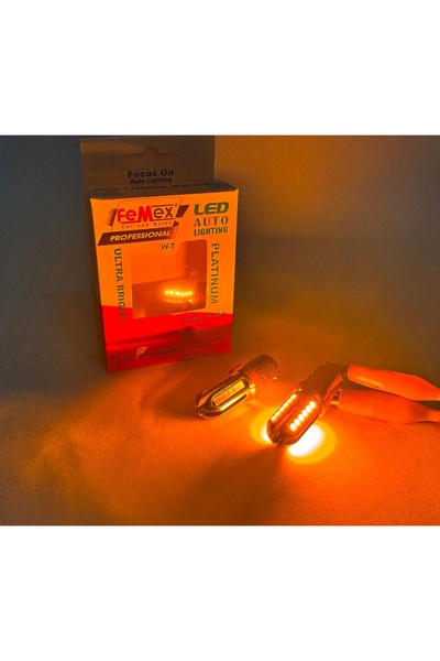 FEMEX Platinum P21W Turuncu 1157 BAY15D Çit Duy Led Ampul 3030Chip 24smd