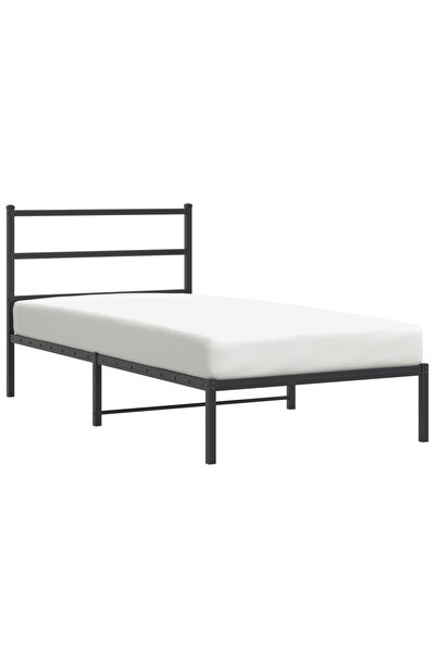 vidaxl Metal bed frame with headboard, black, 100x200 cm