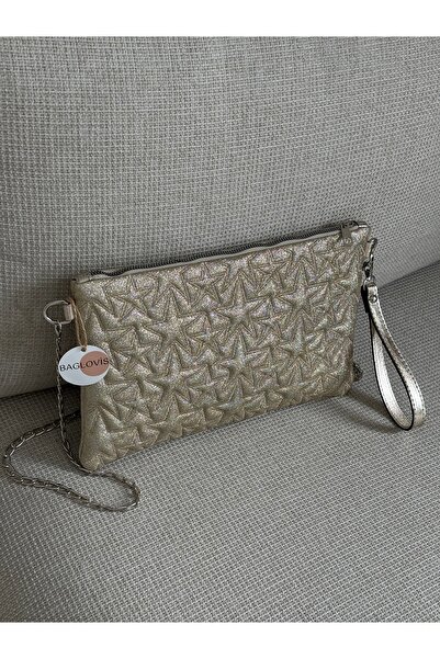 BAGLOVİS Τσάντα Clutch με Κεντημένα Αστέρια και Καπιτονέ Σχέδιο, με Λουράκι Α...