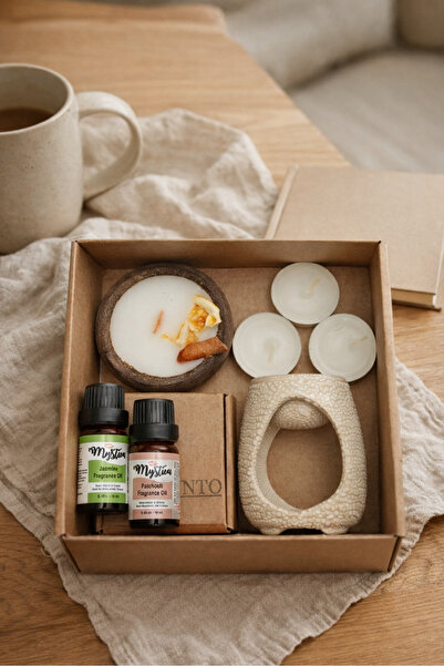 memyap Balance Ritüel Seti-Seramik Buhurdanlık, Premium Yağlar, Dekoratif Mum ve Tealight Mum Seti