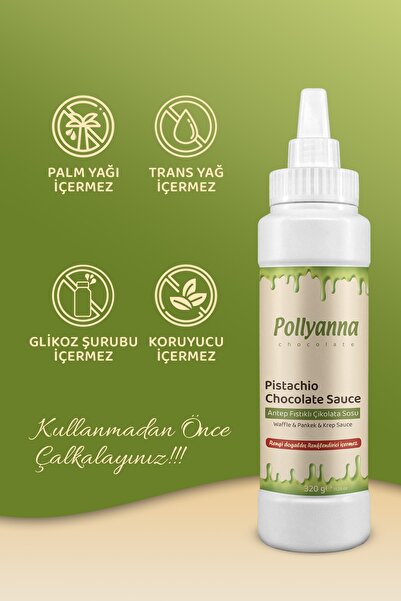 Pollyanna Antep Fıstıklı Çikolata Sos 320 Gr - Waffle & Pankek & Krep & Tatlı Sosu