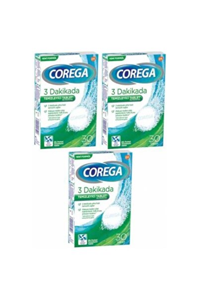 Corega 3 Dakikada Diş Protezi Temizleyici 30 Tablet 3 Adet