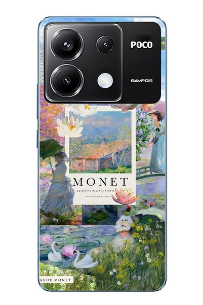 FLAMENKO حافظة هاتف شفافة بنمط Monet Collage متوافقة مع Poco X6 Pro