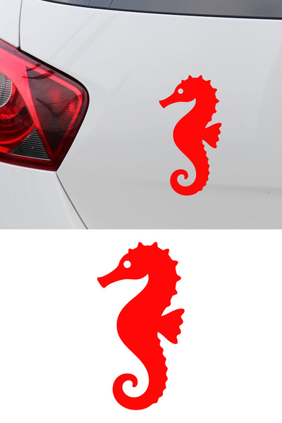 New Jargon Seahorse Figured Car Sticker - Minimal Seahorse Sticker – Aestheti...