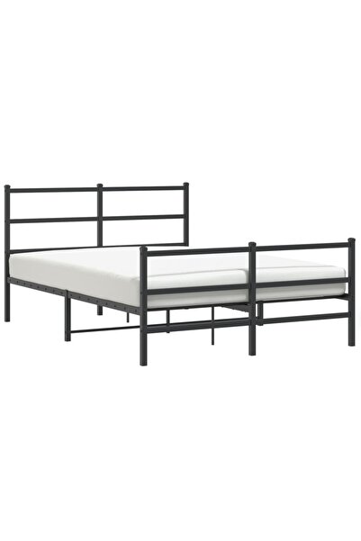 vidaxl Cadru pat metalic cu tăblie de cap/picioare , negru, 140x190 cm