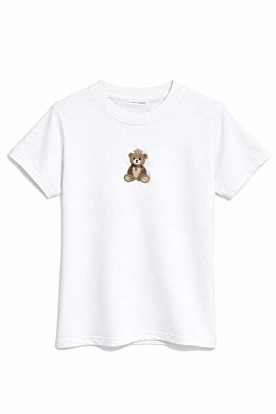 Mixray 2078 Γυναικείο μπλουζάκι από 100% βαμβάκι με κέντημα αρκουδάκι και λαι...