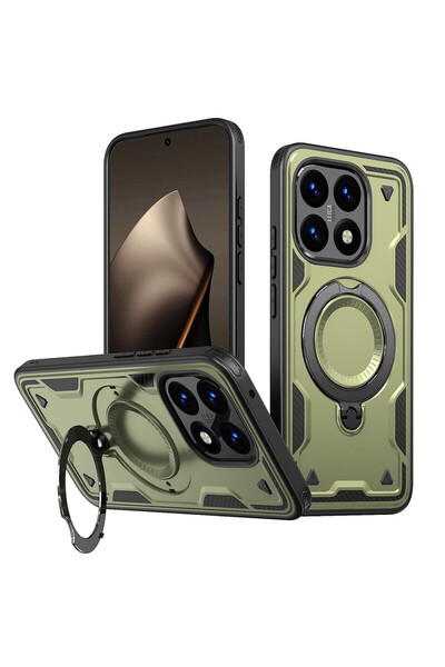 VERTEK Υβριδική Θωρακισμένη Θήκη MagRing Πολλαπλών Γωνιών για Xiaomi 15T, Λαδί