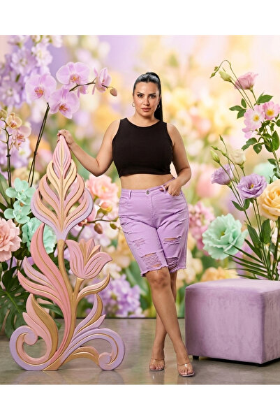 ZANESSI Γυναικείο τζιν σορτς με ψηλόμεσο σχέδιο και σκισίματα στις τσέπες, σε...