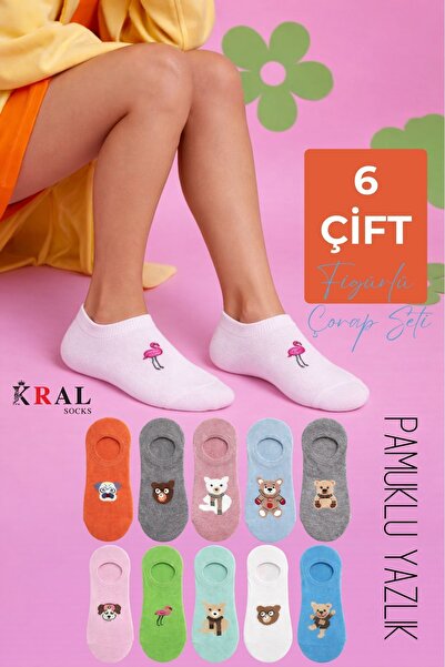 KRAL SOCKS Σετ με 6 ζευγάρια γυναικείες βαμβακερές αόρατες κάλτσες sneaker με...