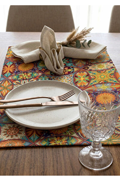 Cango Home Πορτοκαλί Πολύχρωμο Ρετρό Βίντατζ Σετ Σερβιρίσματος με Ψηφιακή Εκτ...