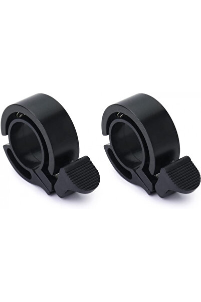 Qwork Set of 2 QWORK bicycle bells, 5.5 x 3.8 cm, aluminum alloy, black