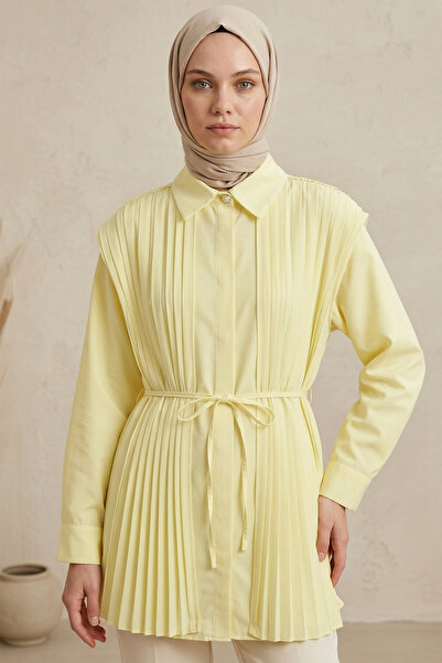 FERHEL Γυναικείο πουκάμισο με λεπτομέρεια πιέτες μπροστά και πίσω, με κορδόνι...