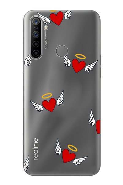 FLAMENKO Realme 5I / 6I / C3 Compatible Angel Heart Pattern Transparent Phone...