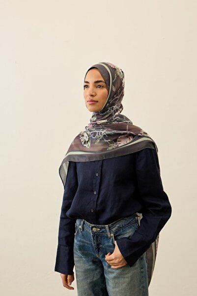 Modakaşmir Floral Line Pattern Liva Modal Shawl